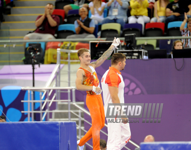 Azərbaycan gimnastı Oleq Stepko Avropa Oyunlarında gümüş medal qazandı. Bakı, Azərbaycan, 18 iyun 2015